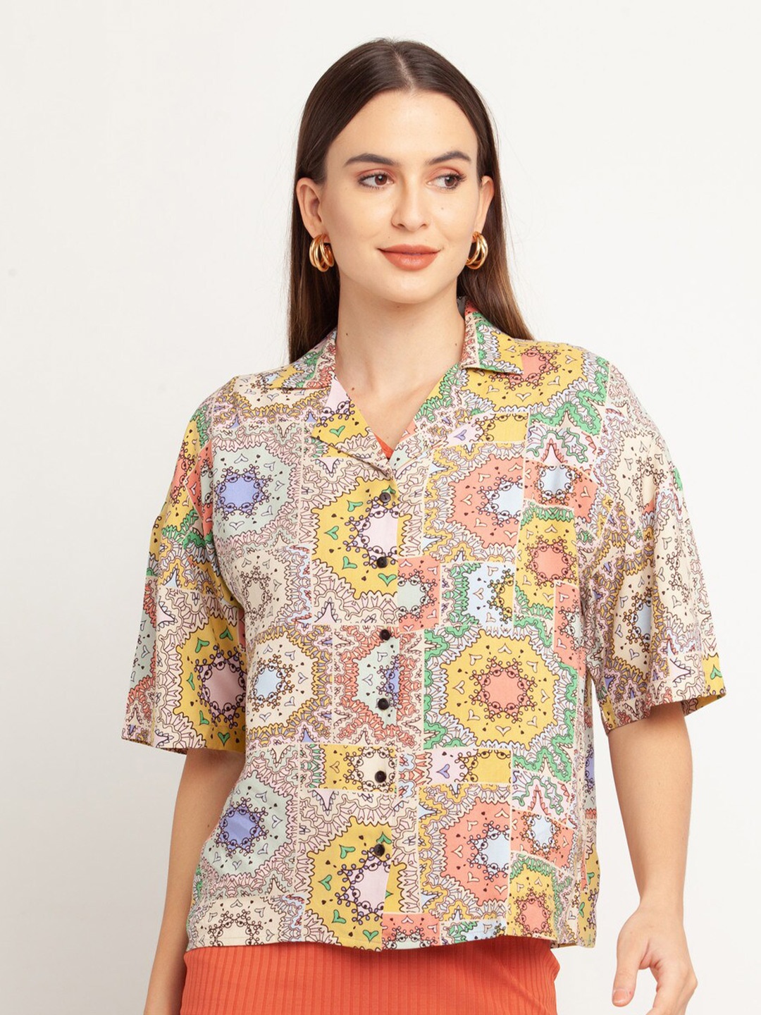 

Zink London Women Multicoloured Ethnic Printed Casual Shirt, Multi