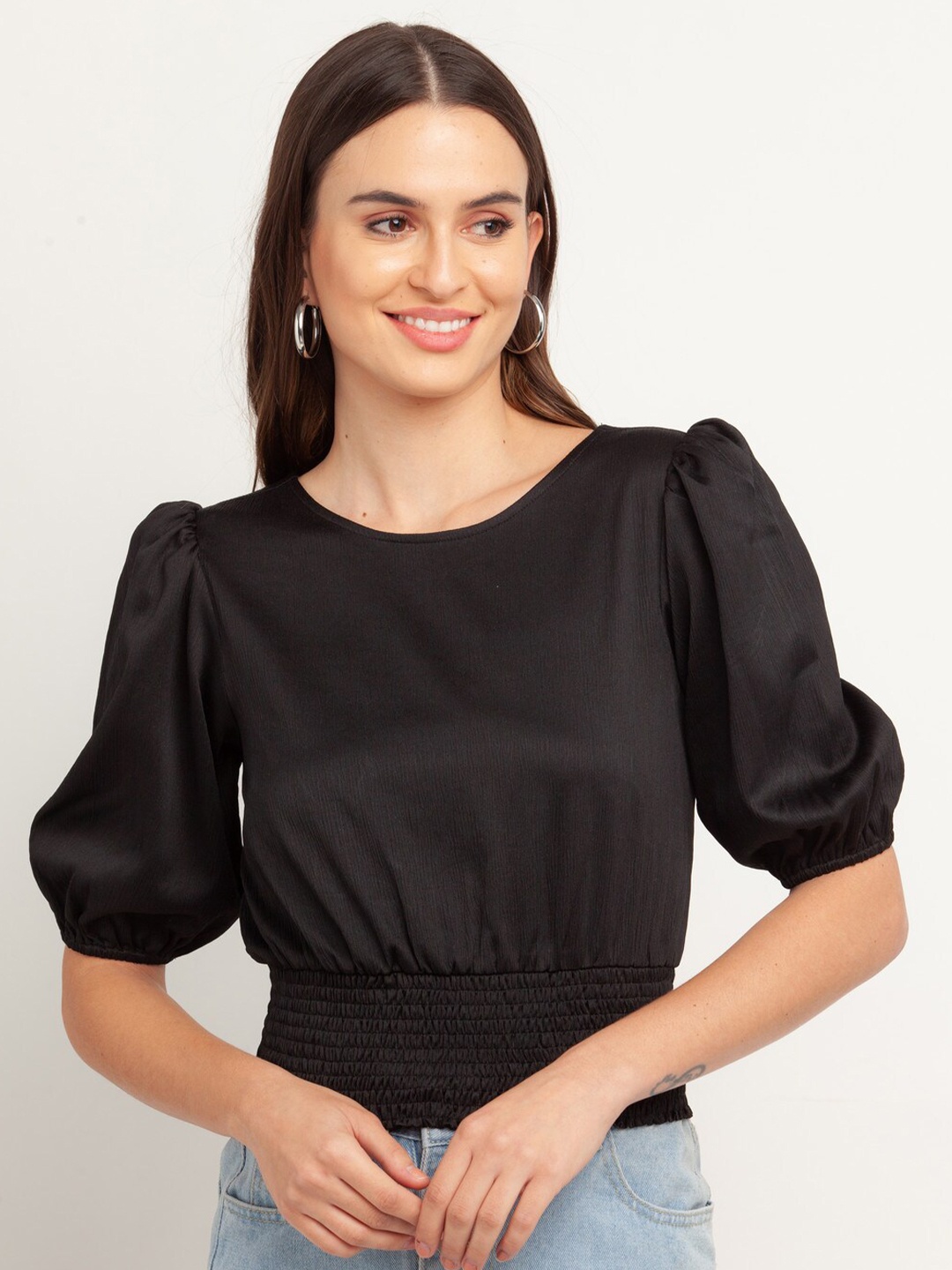 

Zink London Black Puff Sleeve Top