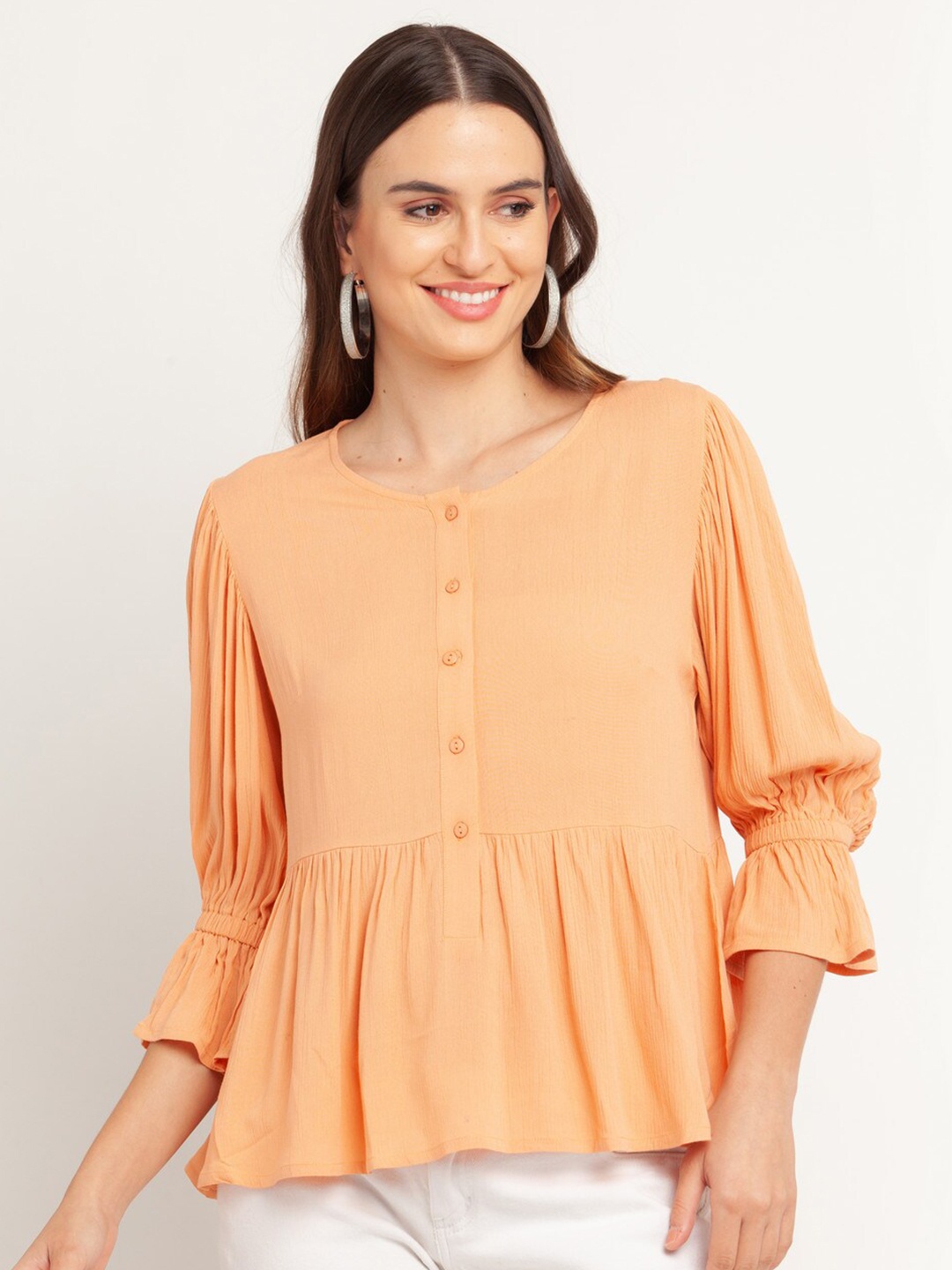 

Zink London Orange Peplum Top