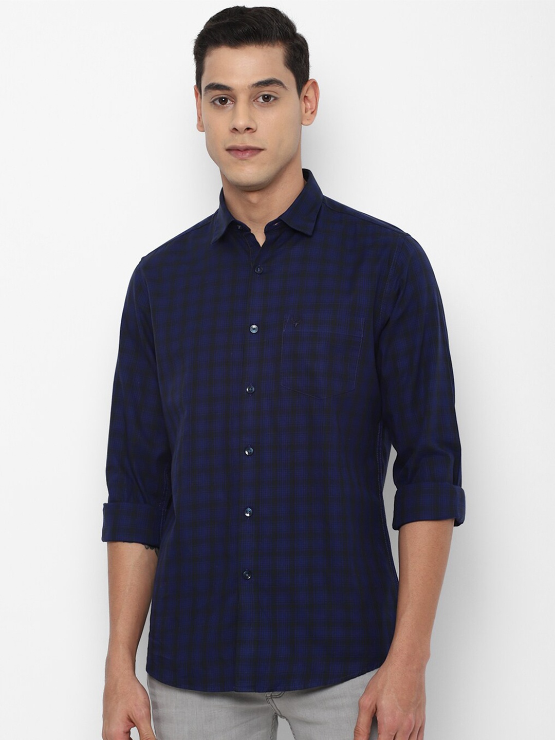 

Allen Solly Men Blue Slim Fit Tartan Checked Cotton Casual Shirt