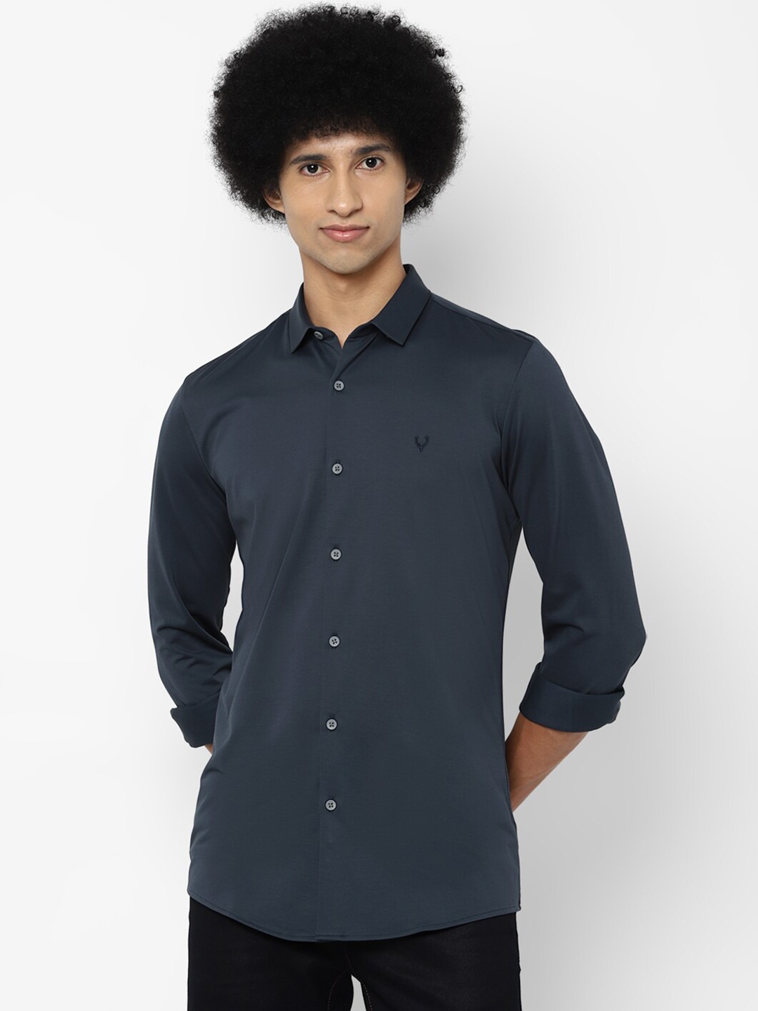 

Allen Solly Men Navy Blue Slim Fit Casual Shirt