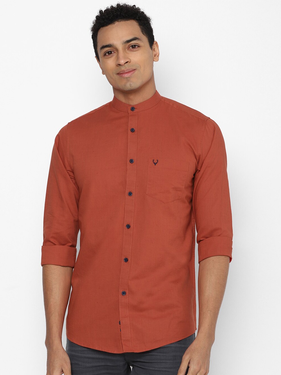 

Allen Solly Men Rust Slim Fit Cotton Linen Casual Shirt