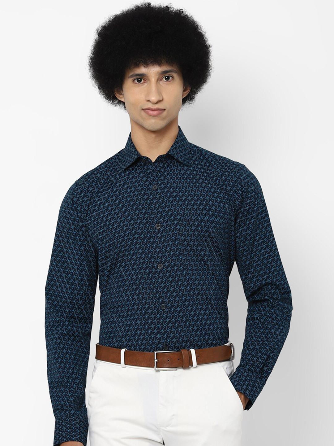 

Allen Solly Men Navy Blue Slim Fit Printed Casual Shirt