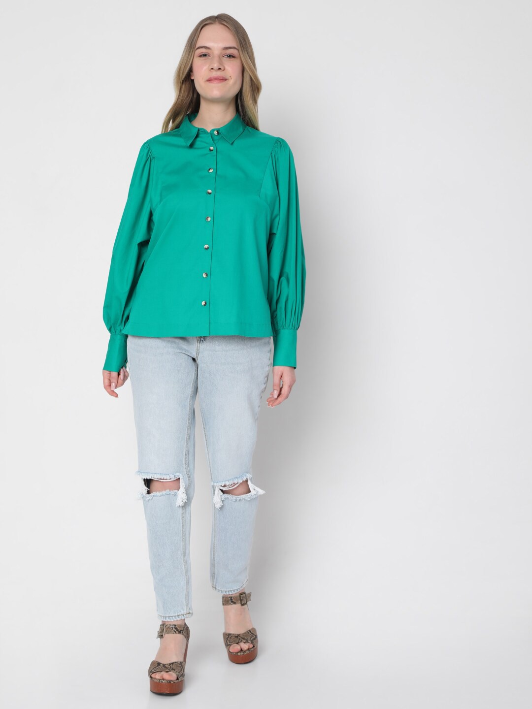 

Vero Moda Women Green Shirt Style Top