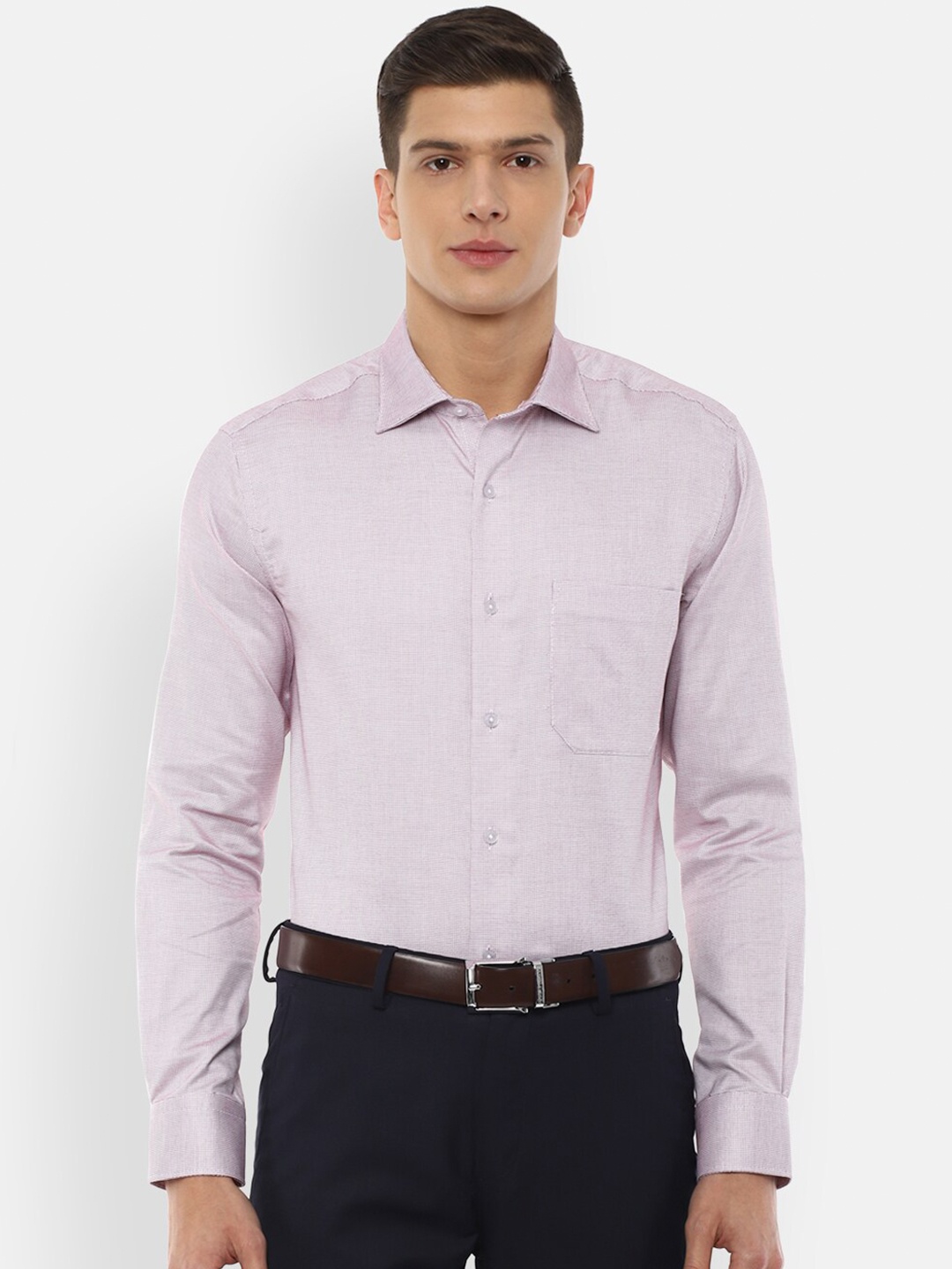 

Louis Philippe Men Purple Printed Pure Cotton Formal Shirt