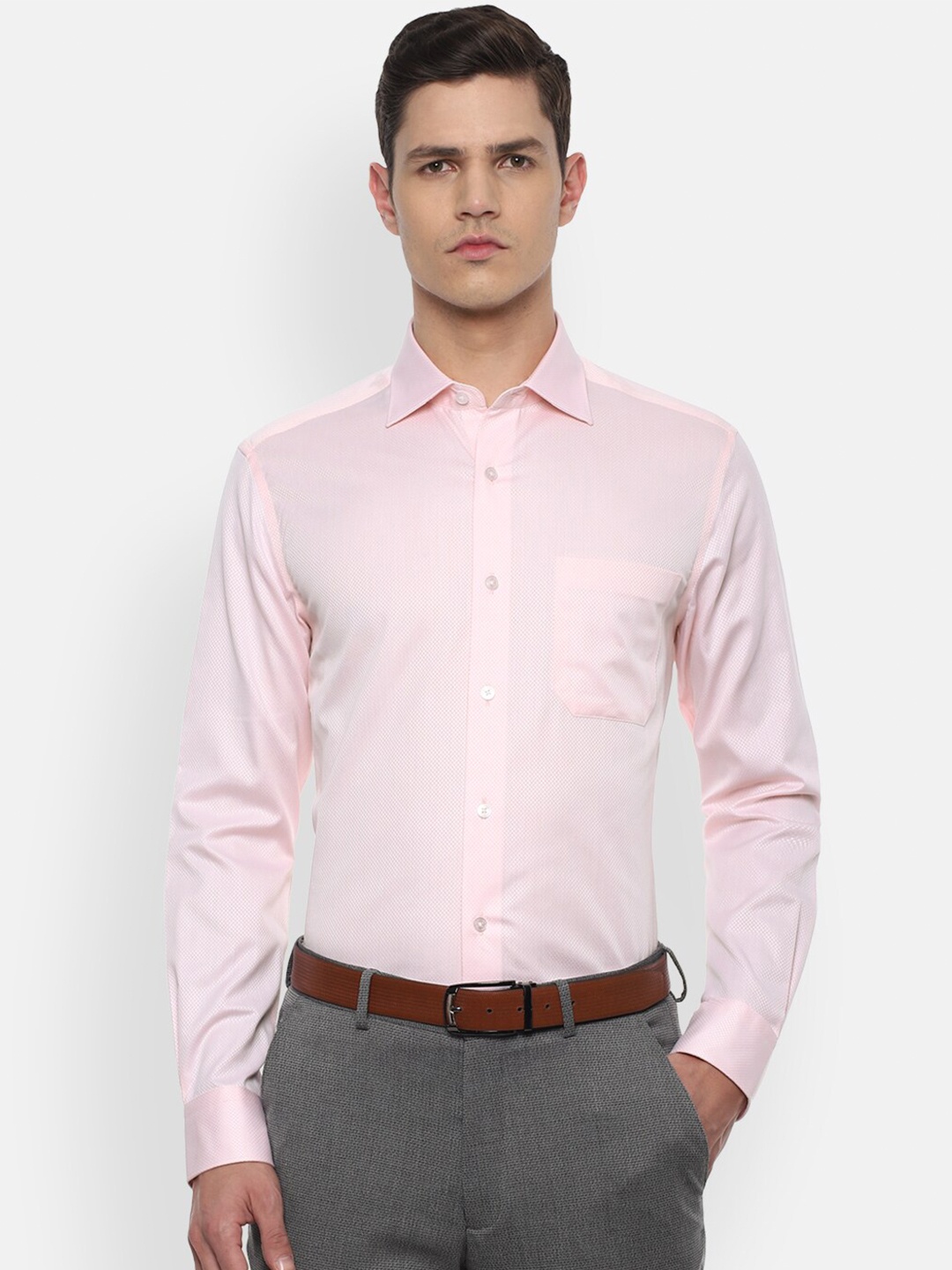 

Louis Philippe Men Pink Cotton Formal Shirt