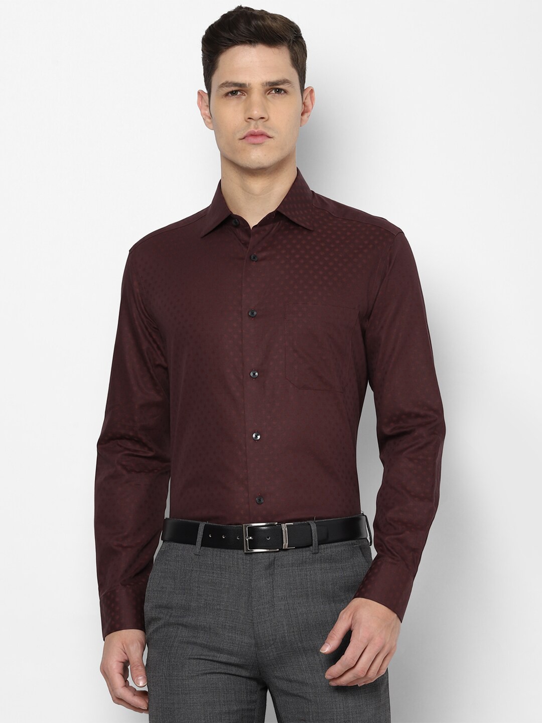 

Louis Philippe Men Brown Printed Pure Cotton Formal Shirt