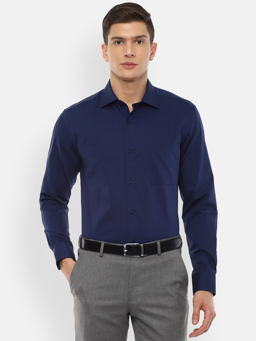 

Louis Philippe Men Navy Blue Cotton Formal Shirt