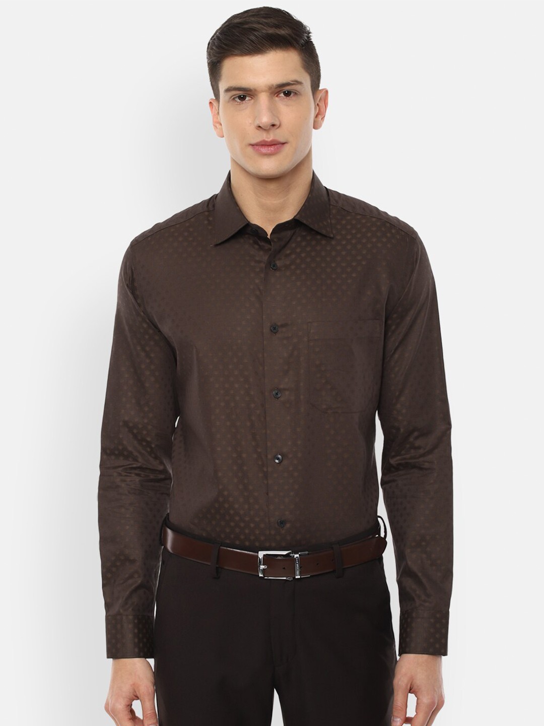 

Louis Philippe Men Brown Pure Cotton Formal Shirt