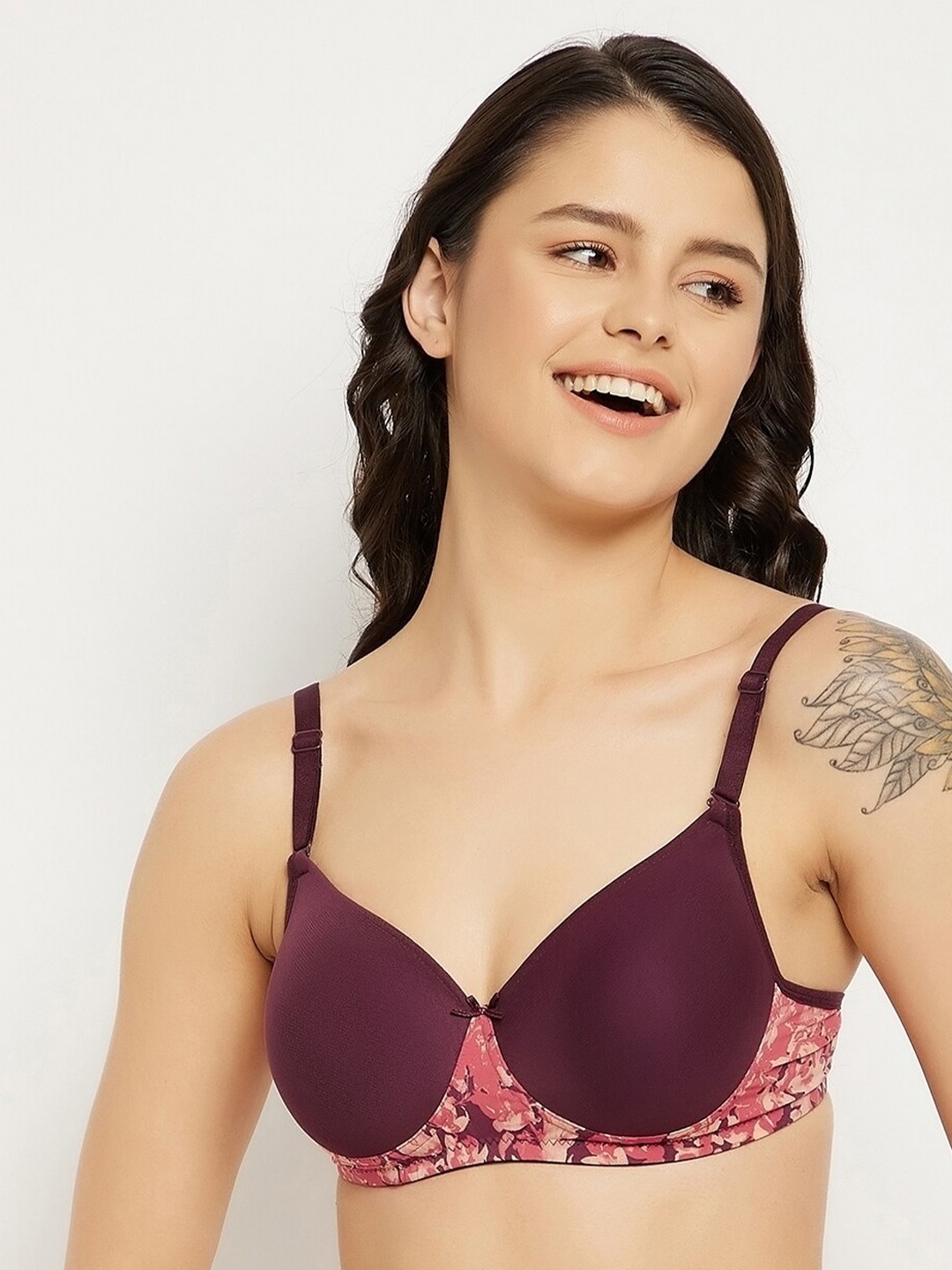 

Clovia Purple & Pink Geometric Bra Lightly Padded BR1897Z1536E