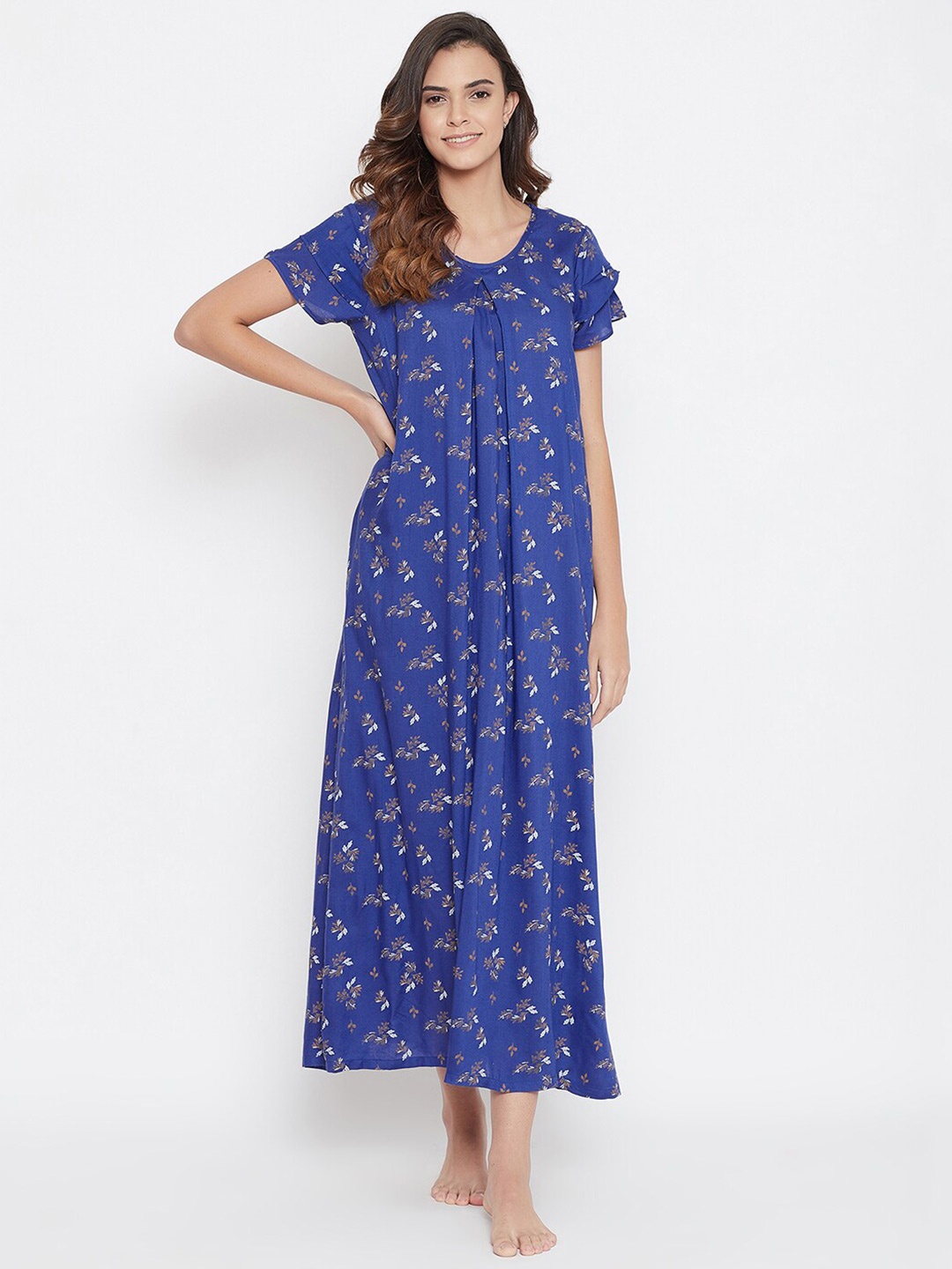 

Clovia Blue Printed Maxi Nightdress