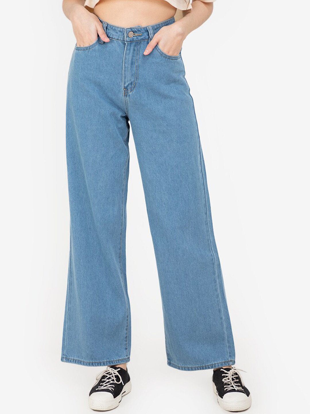 

ZALORA BASICS Women Straight Leg Jeans, Blue