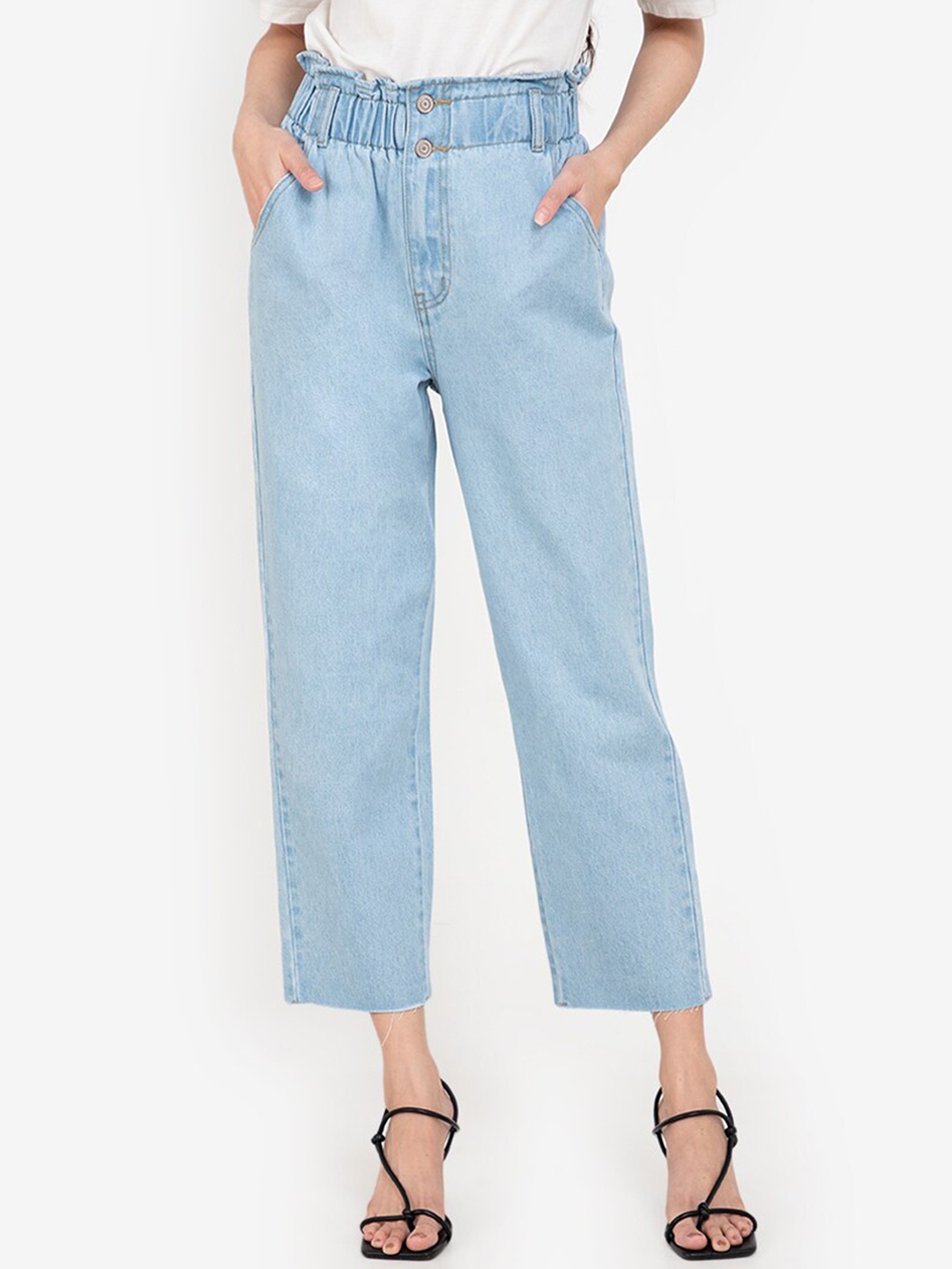 

ZALORA BASICS Women Blue High-Rise Light Fade Jeans