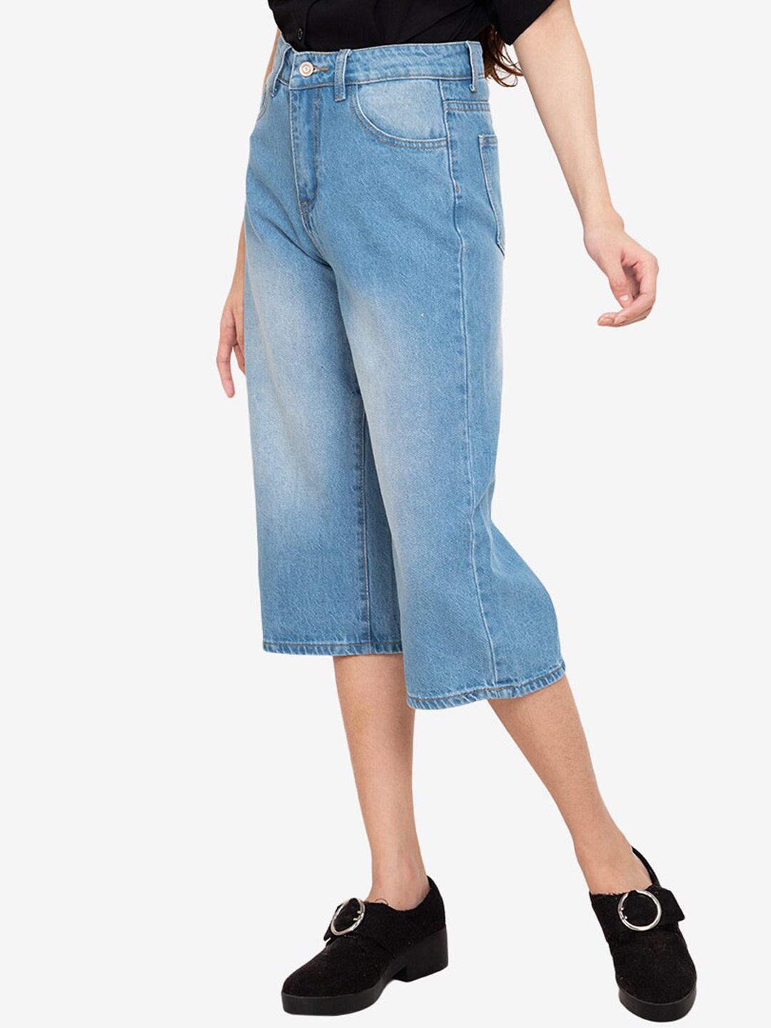 

ZALORA BASICS Women Blue Relaxed Fit High-Rise Heavy Fade Jeans