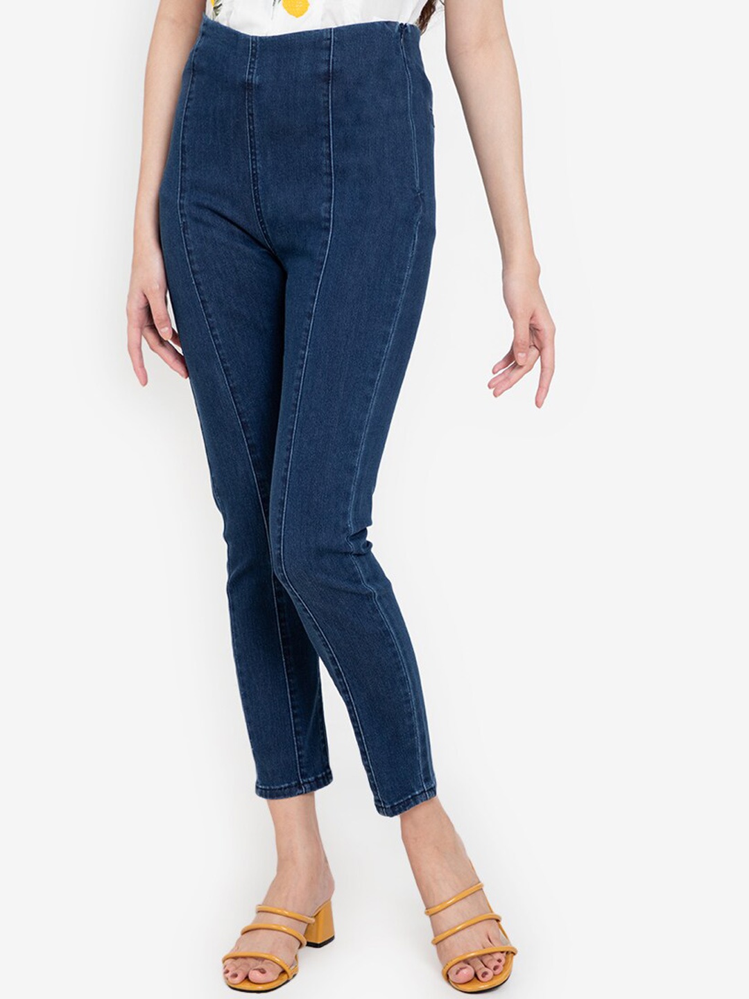 

ZALORA BASICS Women Blue Skinny Fit High-Rise Side Zipper Stretchable Jeans