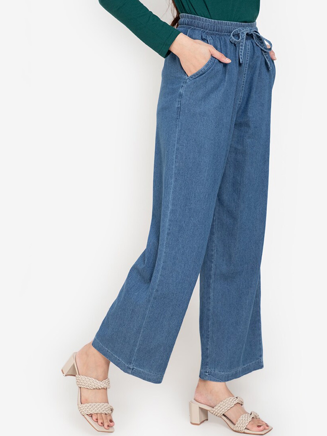 

ZALORA BASICS Women Blue Wide Leg High-Rise Jeans
