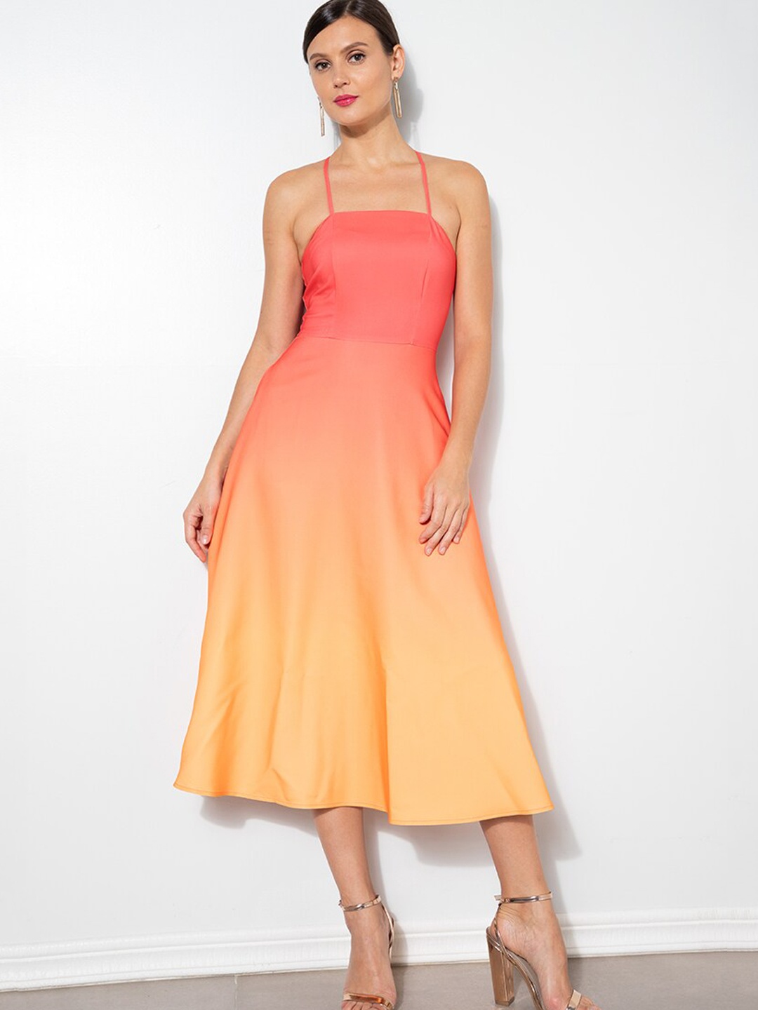 

ZALORA OCCASION Women Orange Ombre Cami Flare Dress
