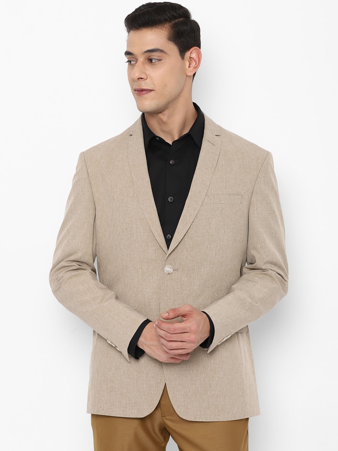 

Allen Solly Men Beige Self Design Single-Breasted Slim-Fit Casual Blazer