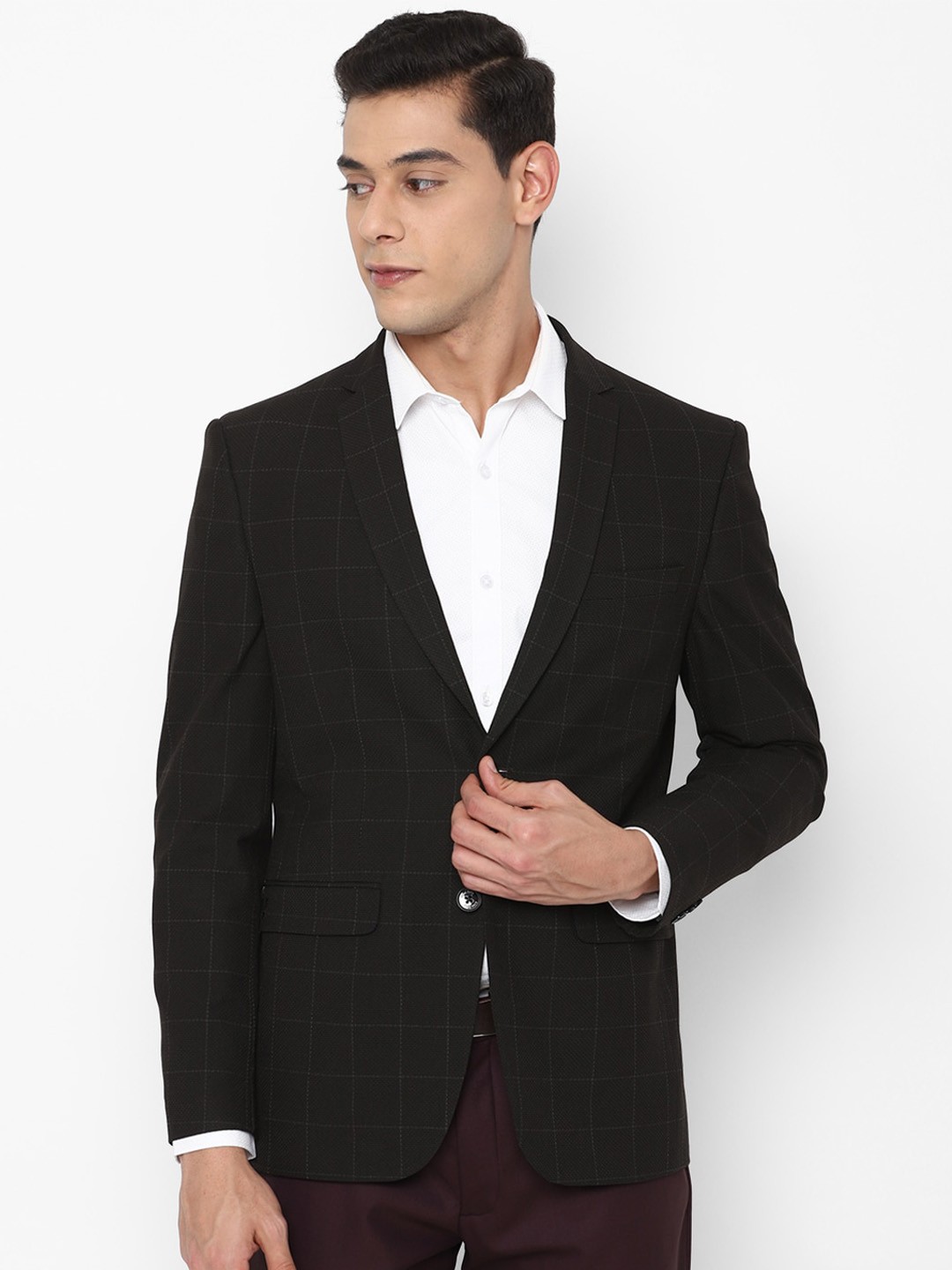 

Allen Solly Men Black Checked Single-Breasted Slim-Fit Casual Blazer