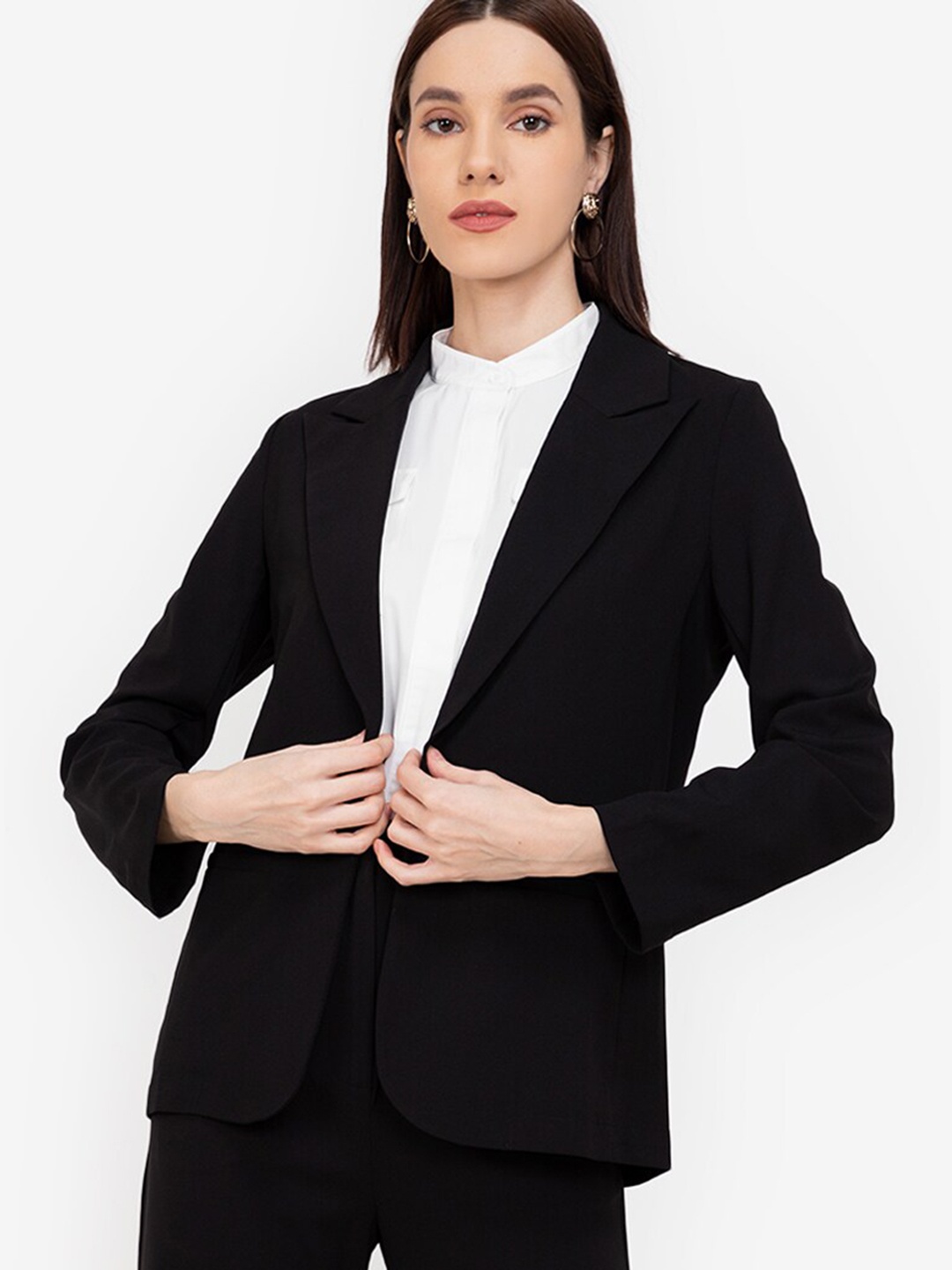 

ZALORA WORK Women Black Formal Single-Breasted Blazer