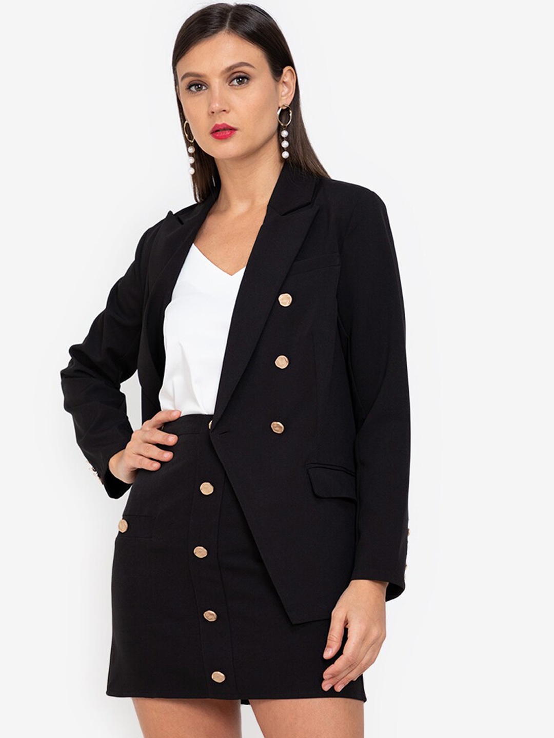 

ZALORA WORK Women Black Solid Regular Fit Single-Breasted Blazer