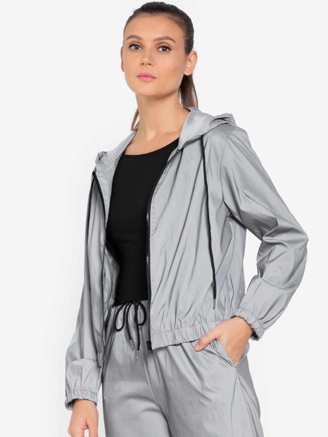 

ZALORA ACTIVE Women Grey Windcheater Bomber Jacket