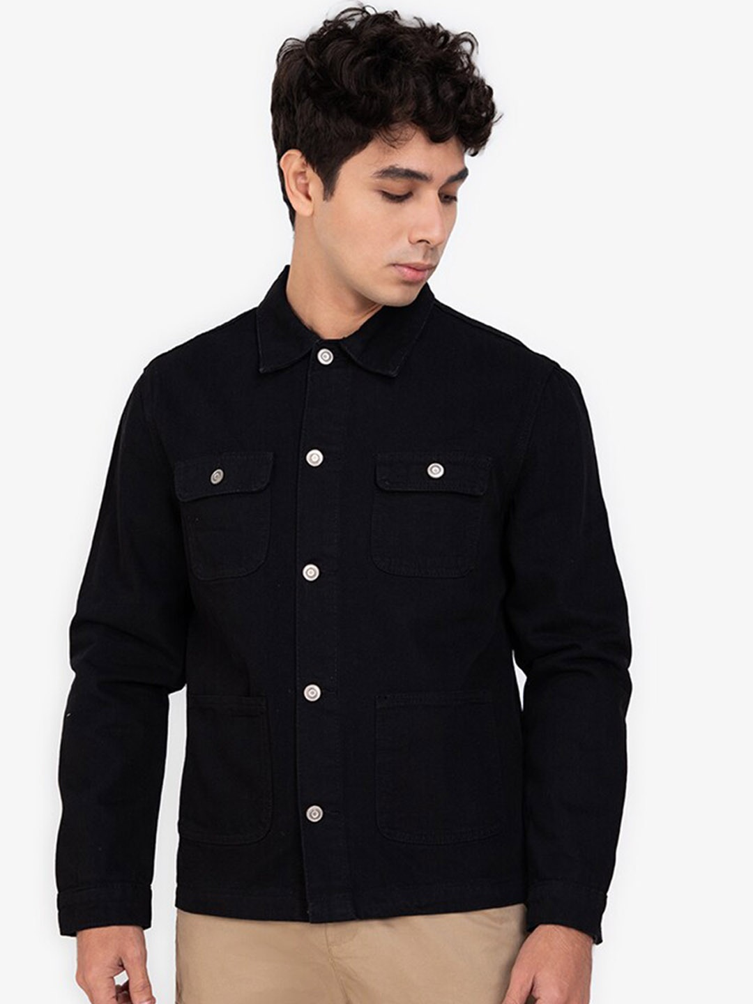 

ZALORA BASICS Men Black Windcheater Denim Jacket