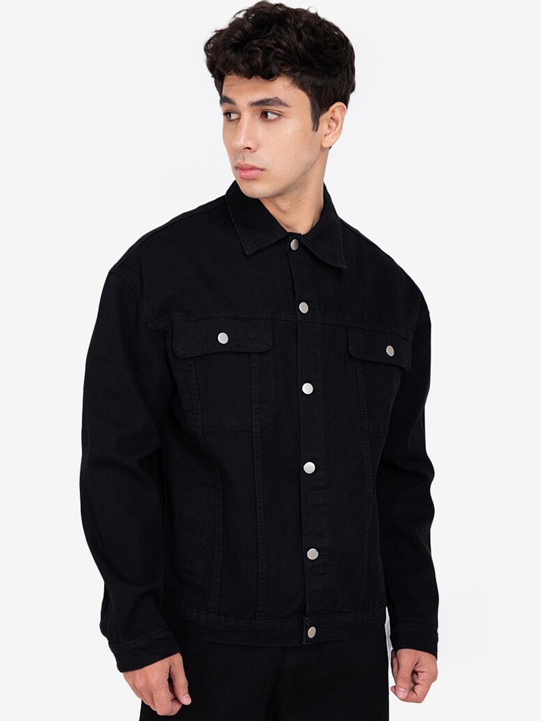 

ZALORA BASICS Men Black Solid Tailored Cotton Jacket
