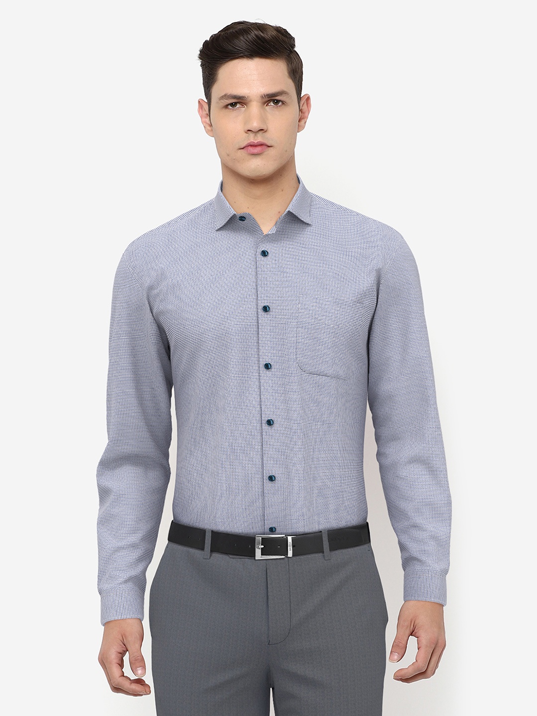 

Peter England Men Navy Blue Slim Fit Cotton Formal Shirt