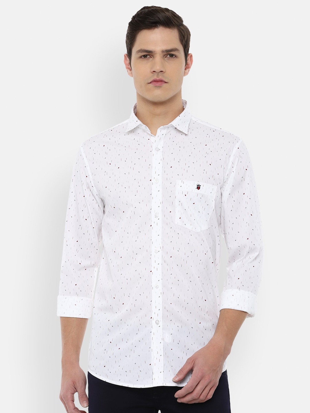 

Louis Philippe Jeans Men White Slim Fit Micro Ditsy Printed Casual Shirt