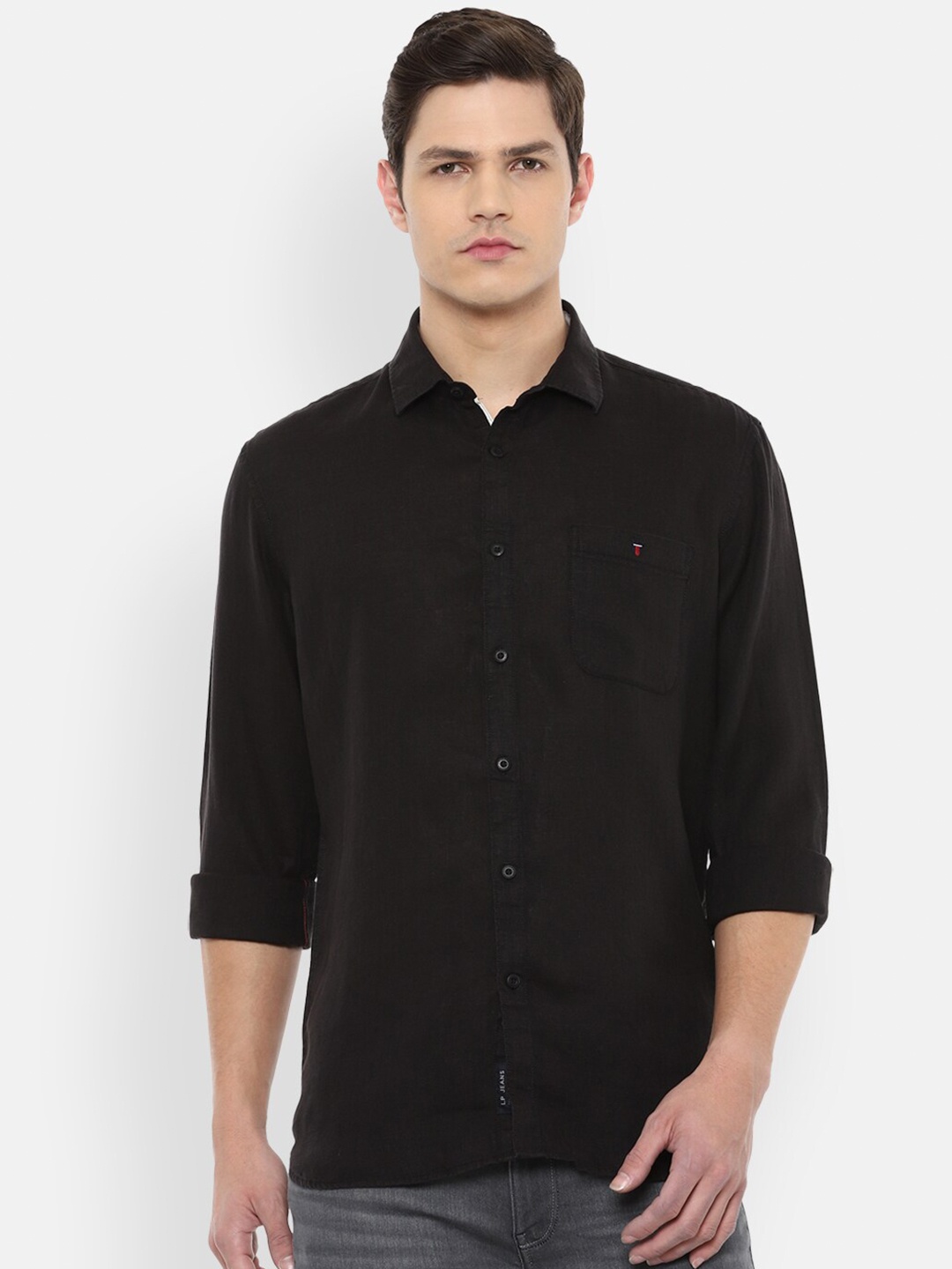 

Louis Philippe Jeans Men Black Slim Fit Pure Cotton Casual Shirt
