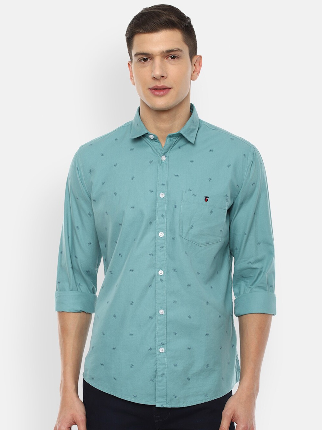 

Louis Philippe Jeans Men Blue Slim Fit Printed Cotton Casual Shirt
