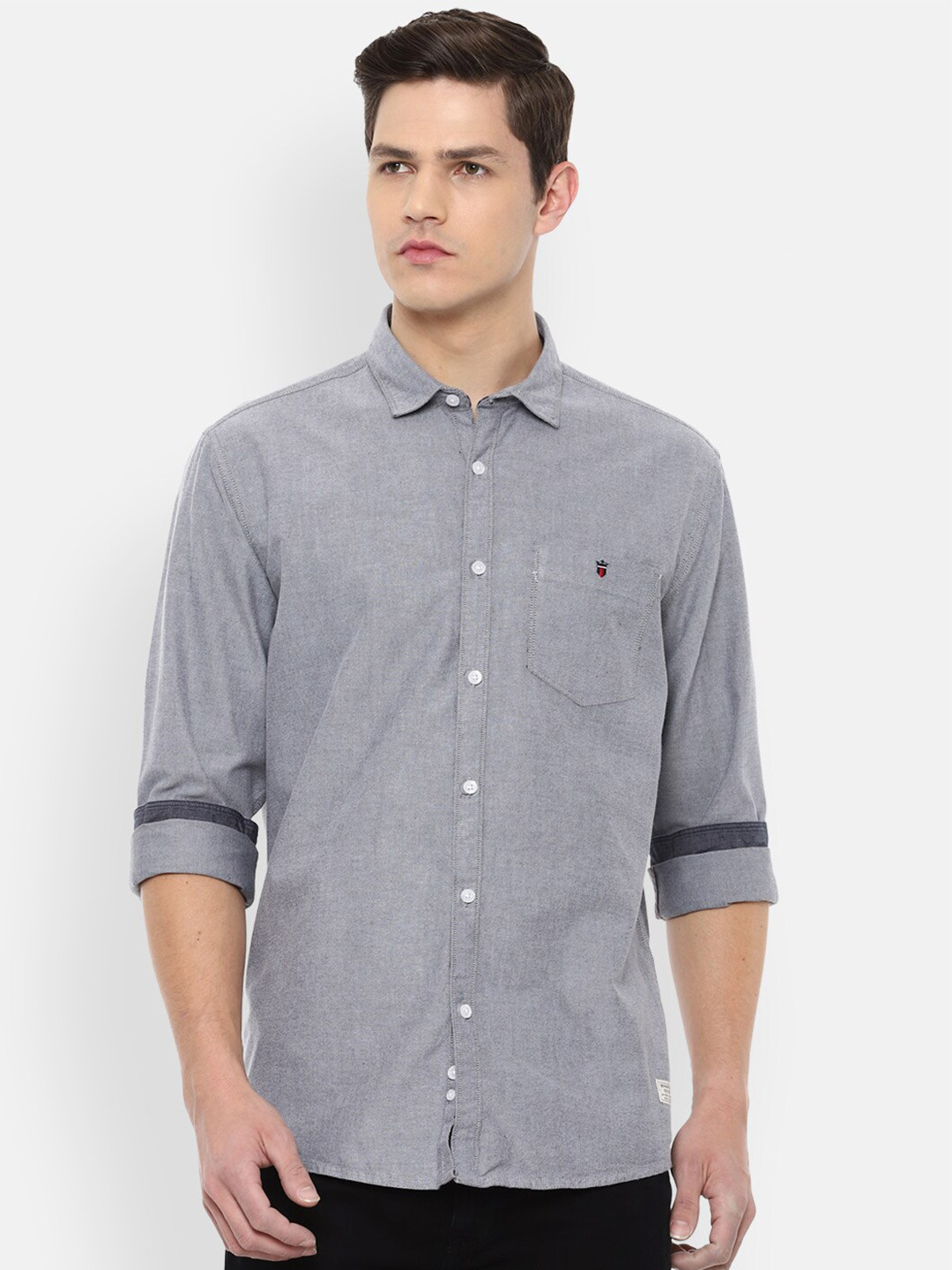 

Louis Philippe Jeans Men Grey Slim Fit Pure Cotton Casual Shirt