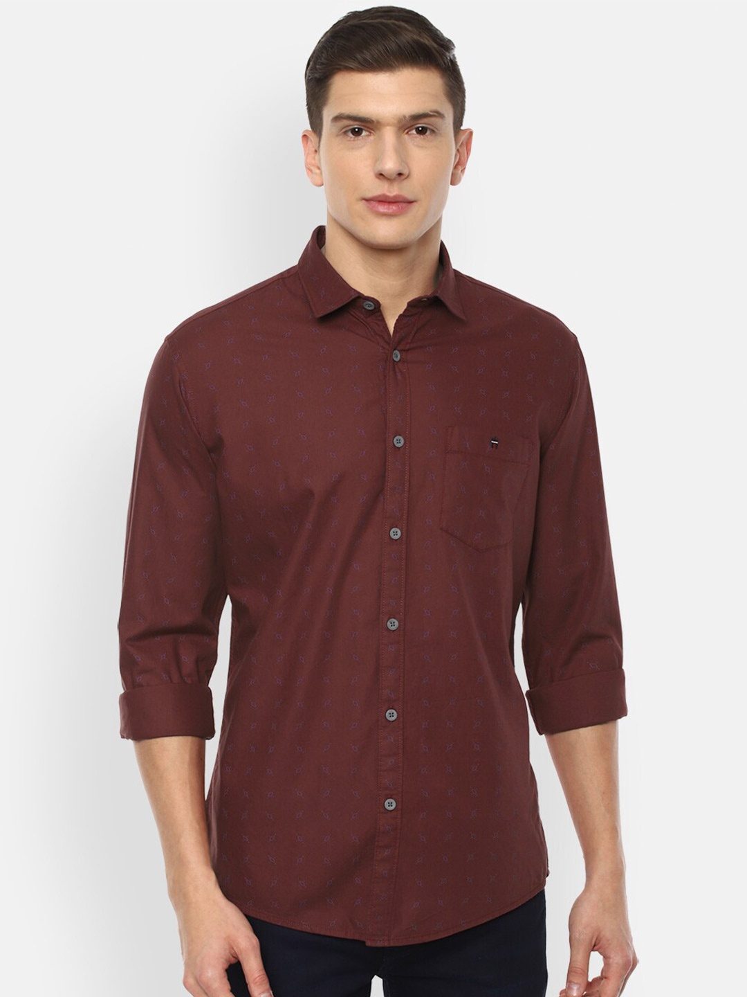 

Louis Philippe Jeans Men Brown Slim Fit Checked Cotton Casual Shirt