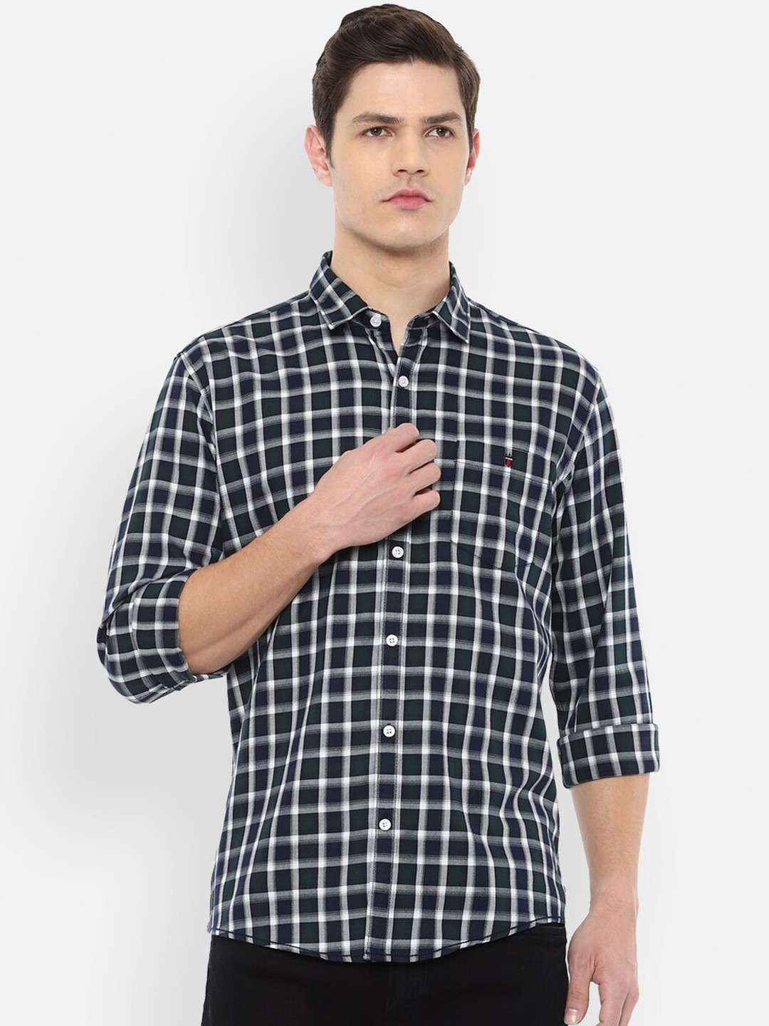 

Louis Philippe Jeans Men Black Checked Slim Fit Cotton Casual Shirt