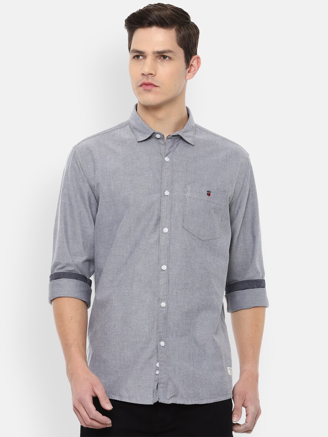 

Louis Philippe Jeans Men Grey Slim Fit Pure Cotton Casual Shirt