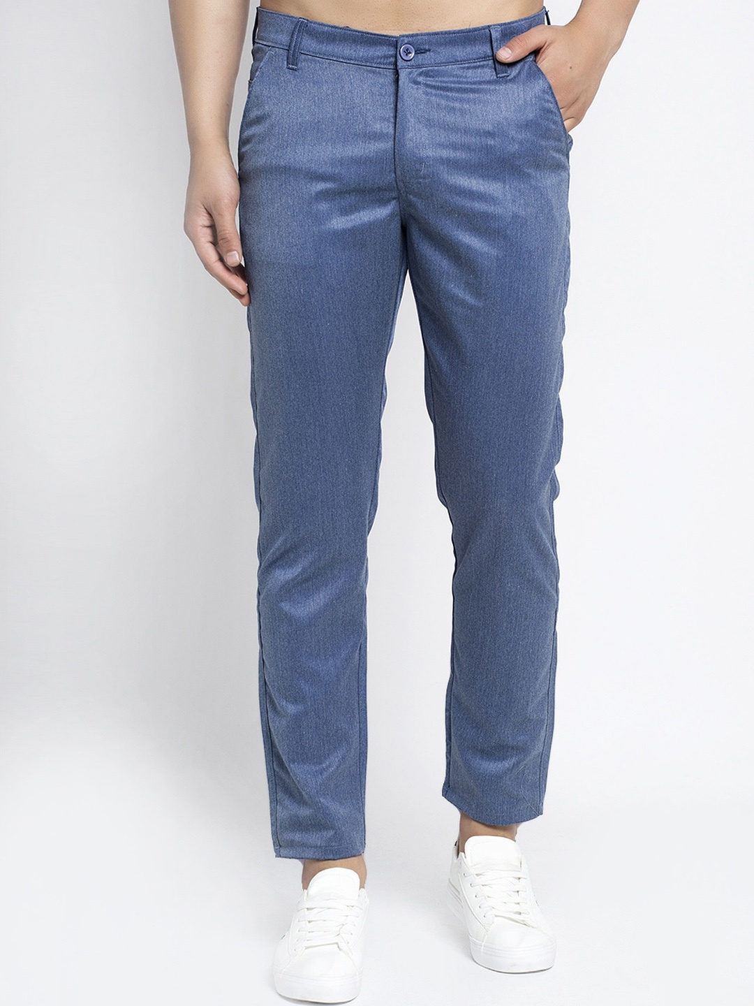

JAINISH Men Blue Smart Slim Fit Easy Wash Cotton Chinos