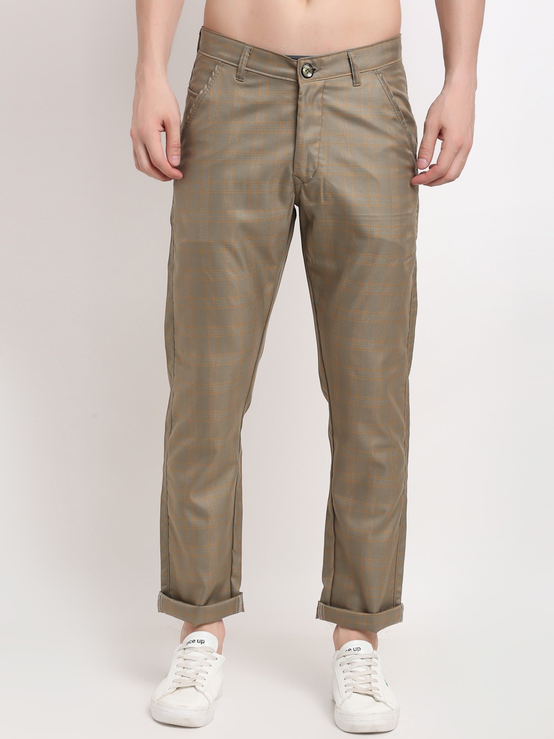 

JAINISH Men Brown Smart Slim Fit Easy Wash Chinos Trousers