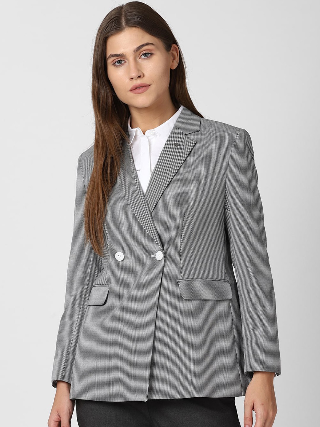

Van Heusen Woman Grey Printed Single-Breasted Casual Blazer