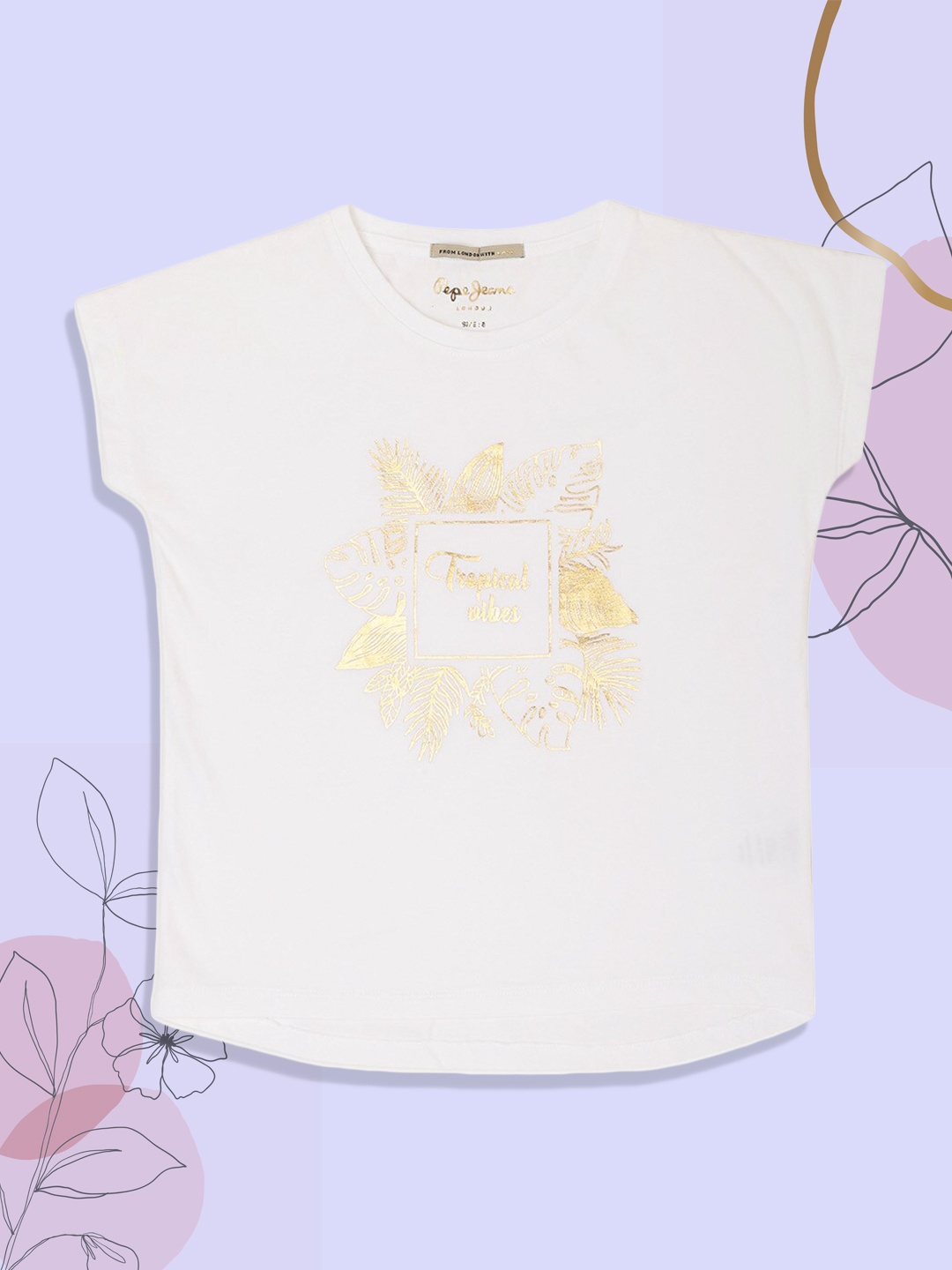 

Pepe Jeans Girls Off White Printed Cotton T-shirt