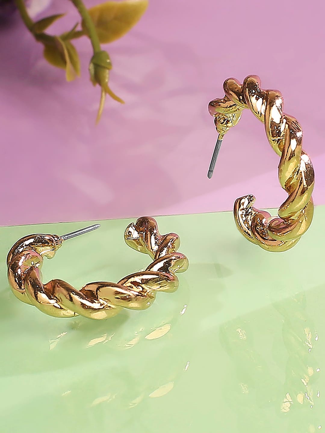 

Lilly & sparkle Gold-Toned Contemporary Half Hoop Earrings