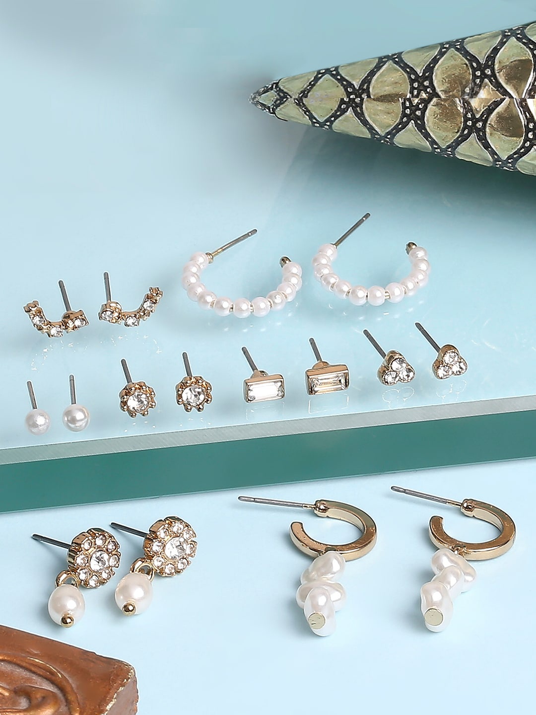 

Lilly & sparkle Set of 8 Gold-Plated Earrings