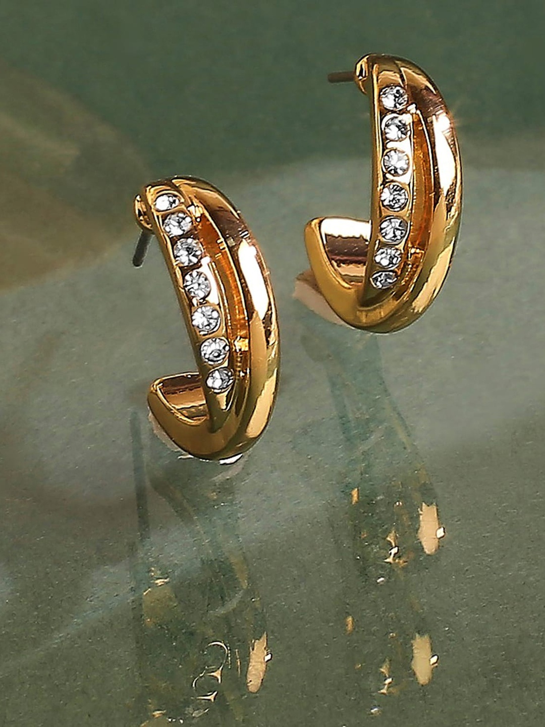 

Lilly & sparkle Gold-Toned Contemporary Half Hoop Earrings