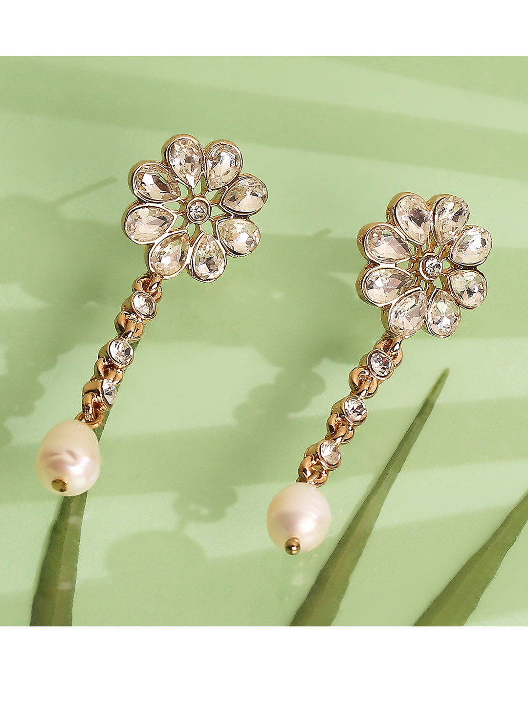 

Lilly & sparkle Gold-Toned & White Geometric Drop Earrings