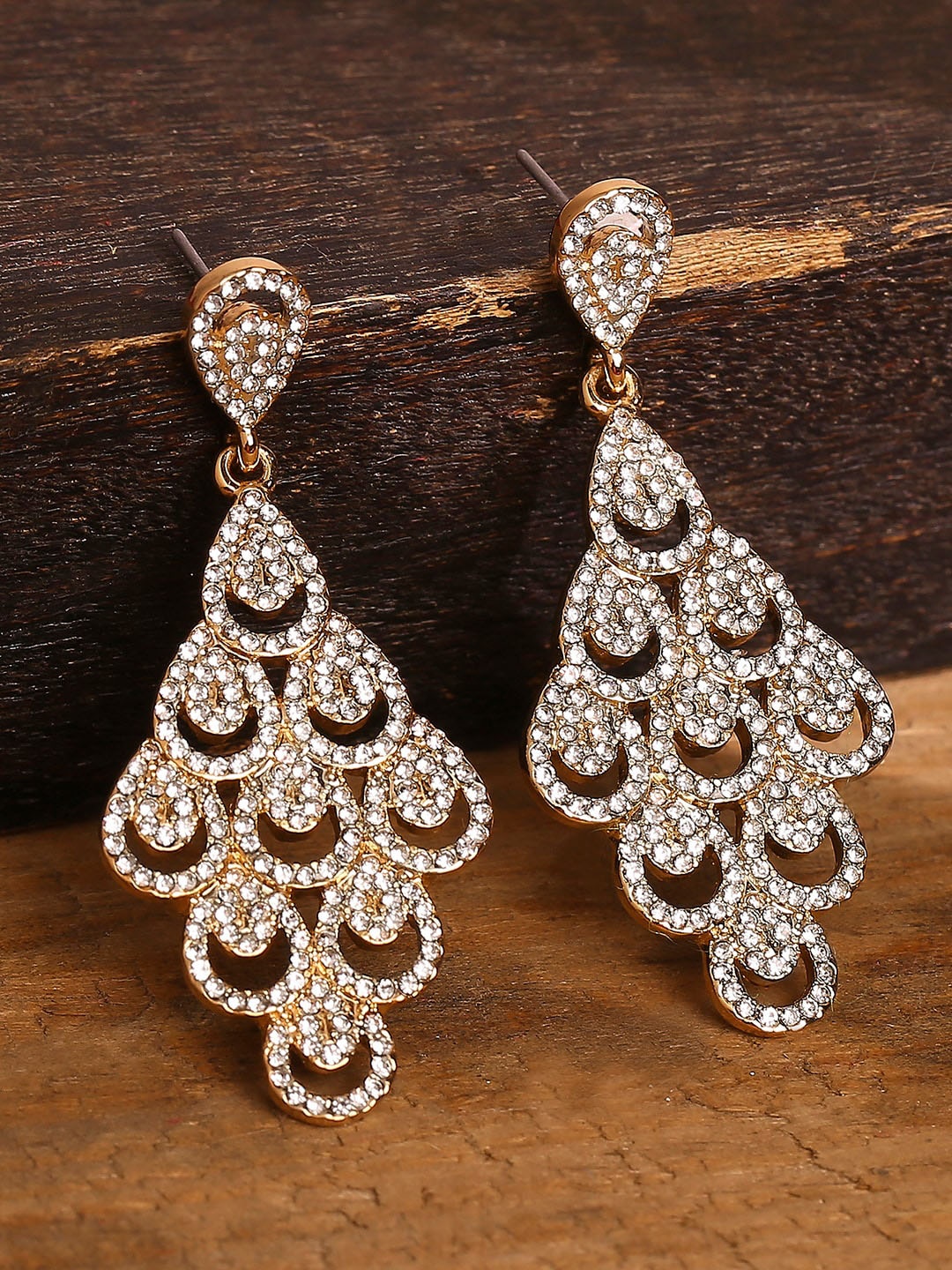 

Lilly & sparkle Women Gold-Toned & White Contemporary Drop Earrings