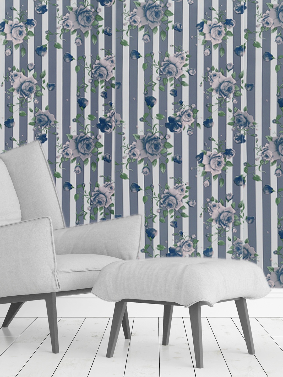 

Ispace Pack of 2 Grey & White Self Adhesive Floral and Botanical Printed Wallpapers