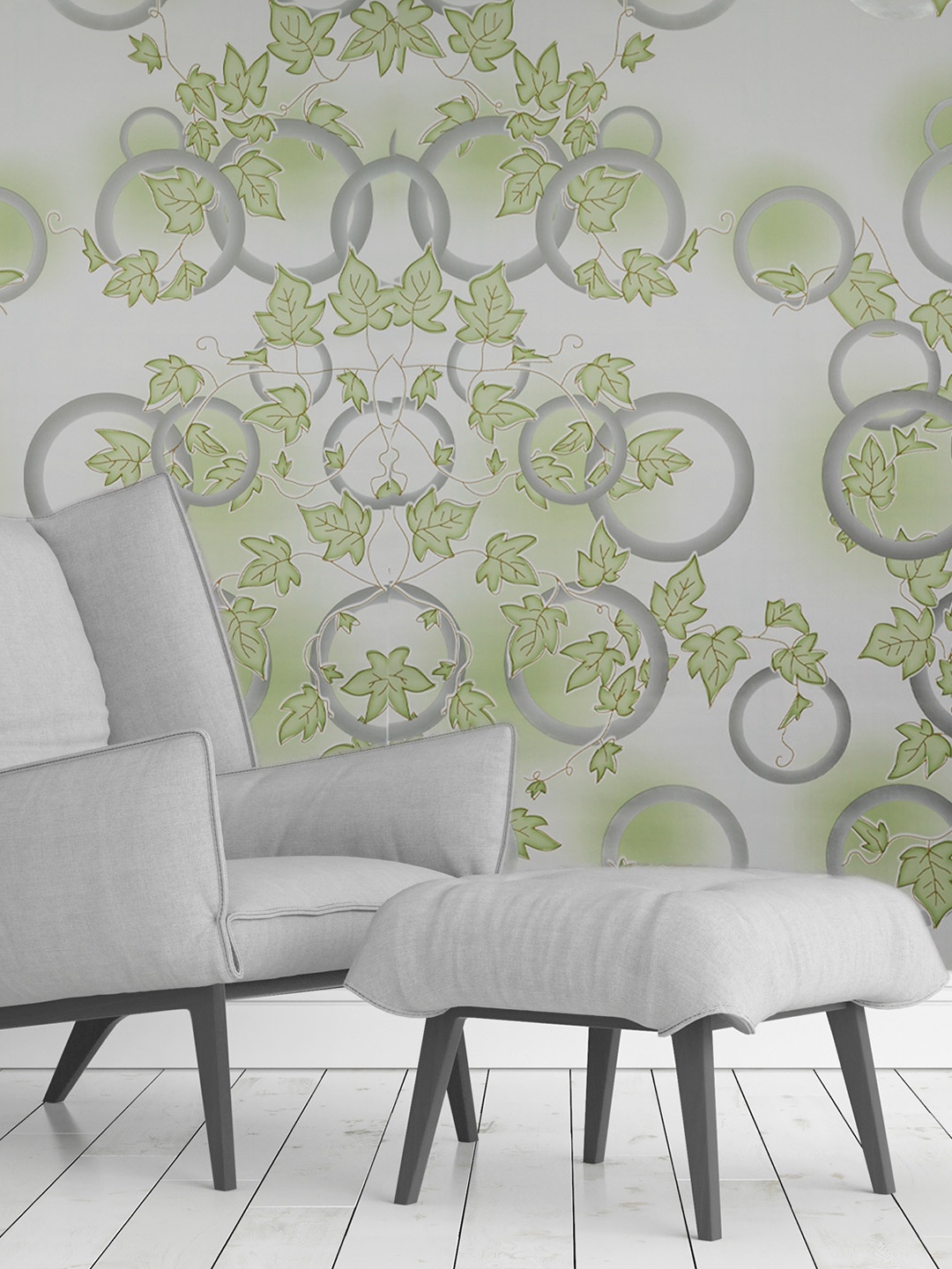

Ispace Pack of 2 Off-White & Green Floral Wall Stickers