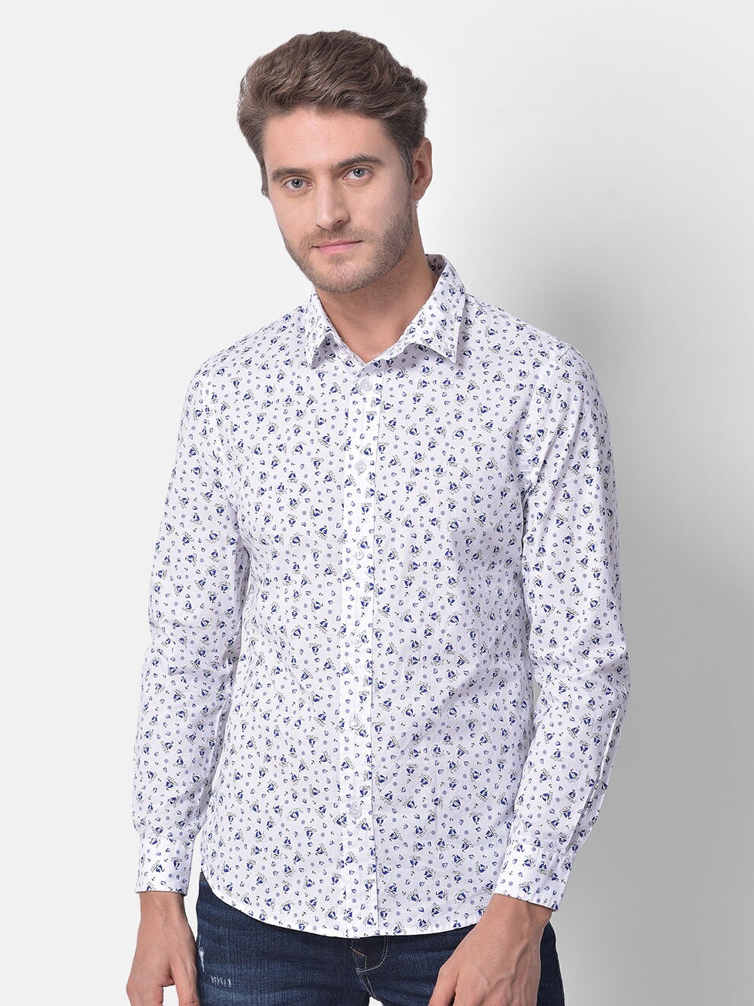 

Woodland Men White Printed Casual Shirt