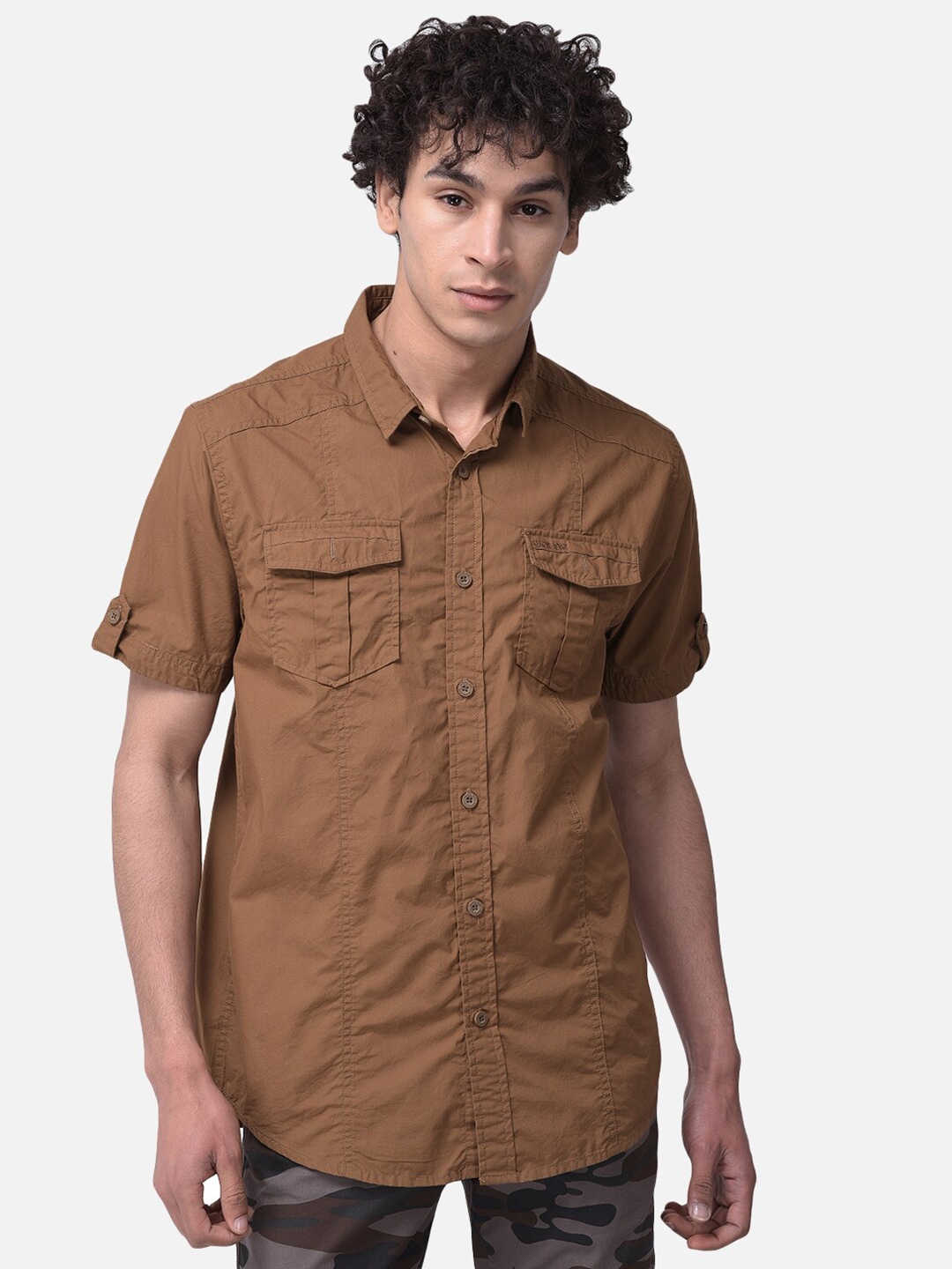 

Woodland Men Khaki Pure Cotton Casual Shirt