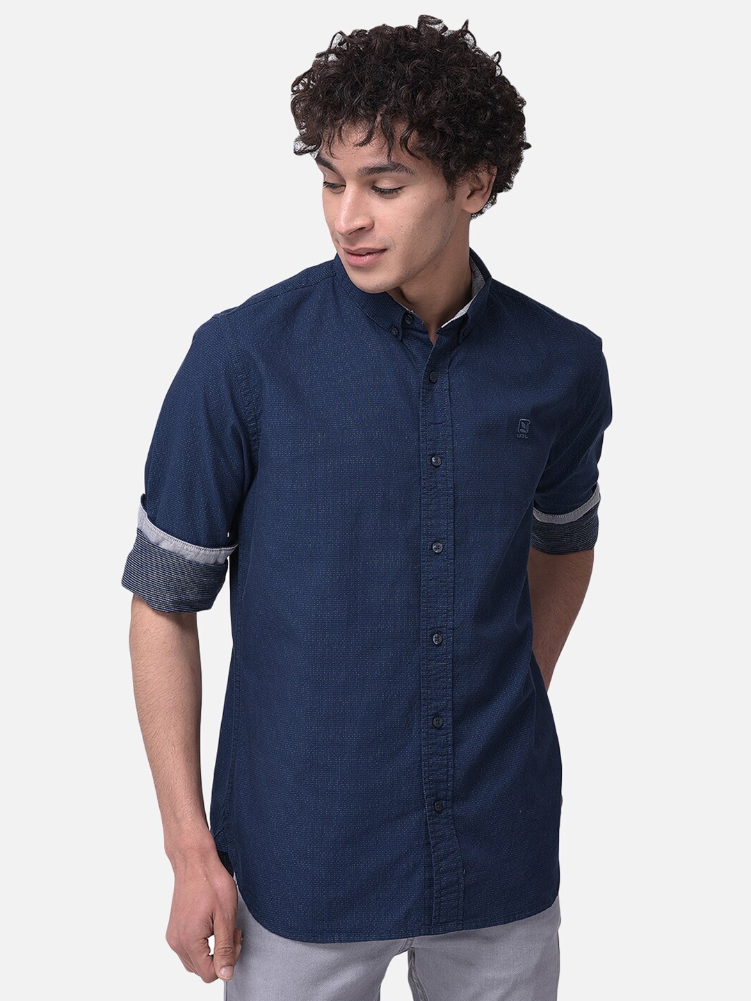 

Woodland Men Navy Blue Slim Fit Cotton Casual Shirt